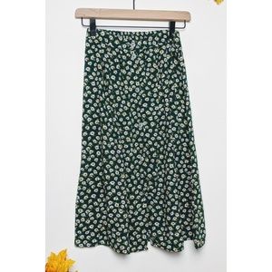 You Babes | Green Midi Skirt with Flowers